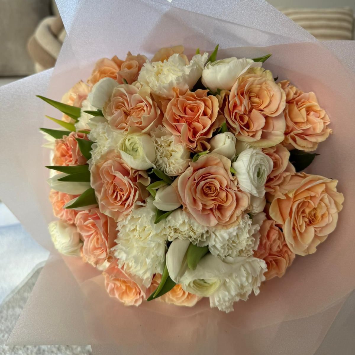 Peach and White Floral Bouquet